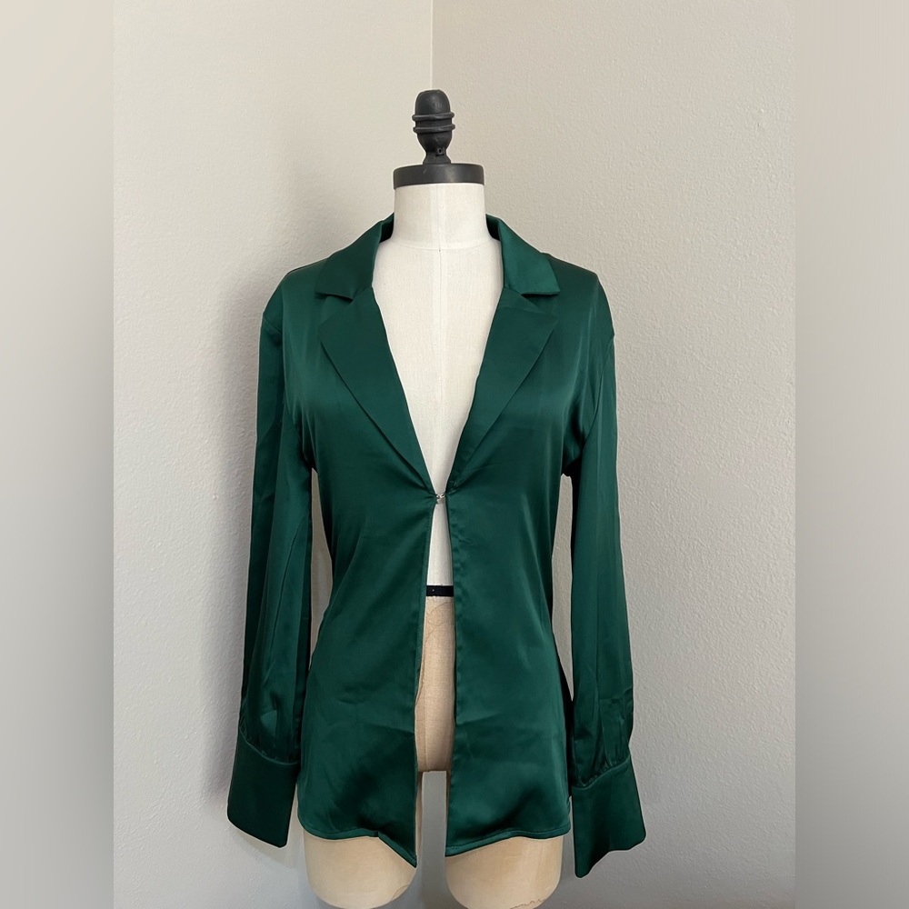 Satin green blouse